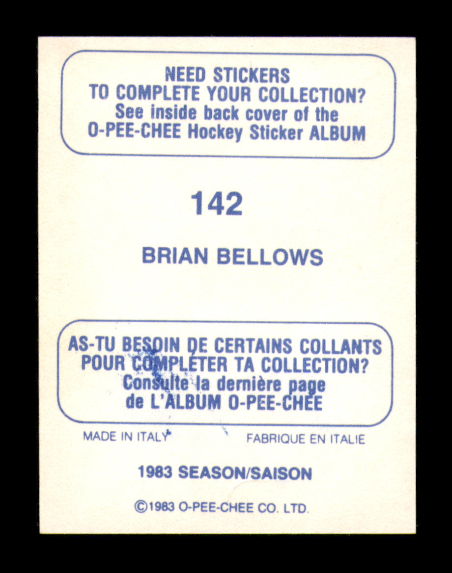 Brian Bellows Autographed 1983-84 O-Pee-Chee Stickers Card #142 Minnesota North Stars SKU #251509