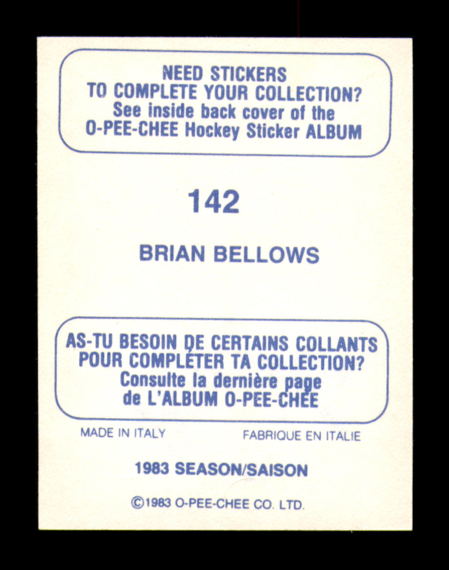 Brian Bellows Autographed 1983-84 O-Pee-Chee Stickers Card #142 Minnesota North Stars SKU #251510