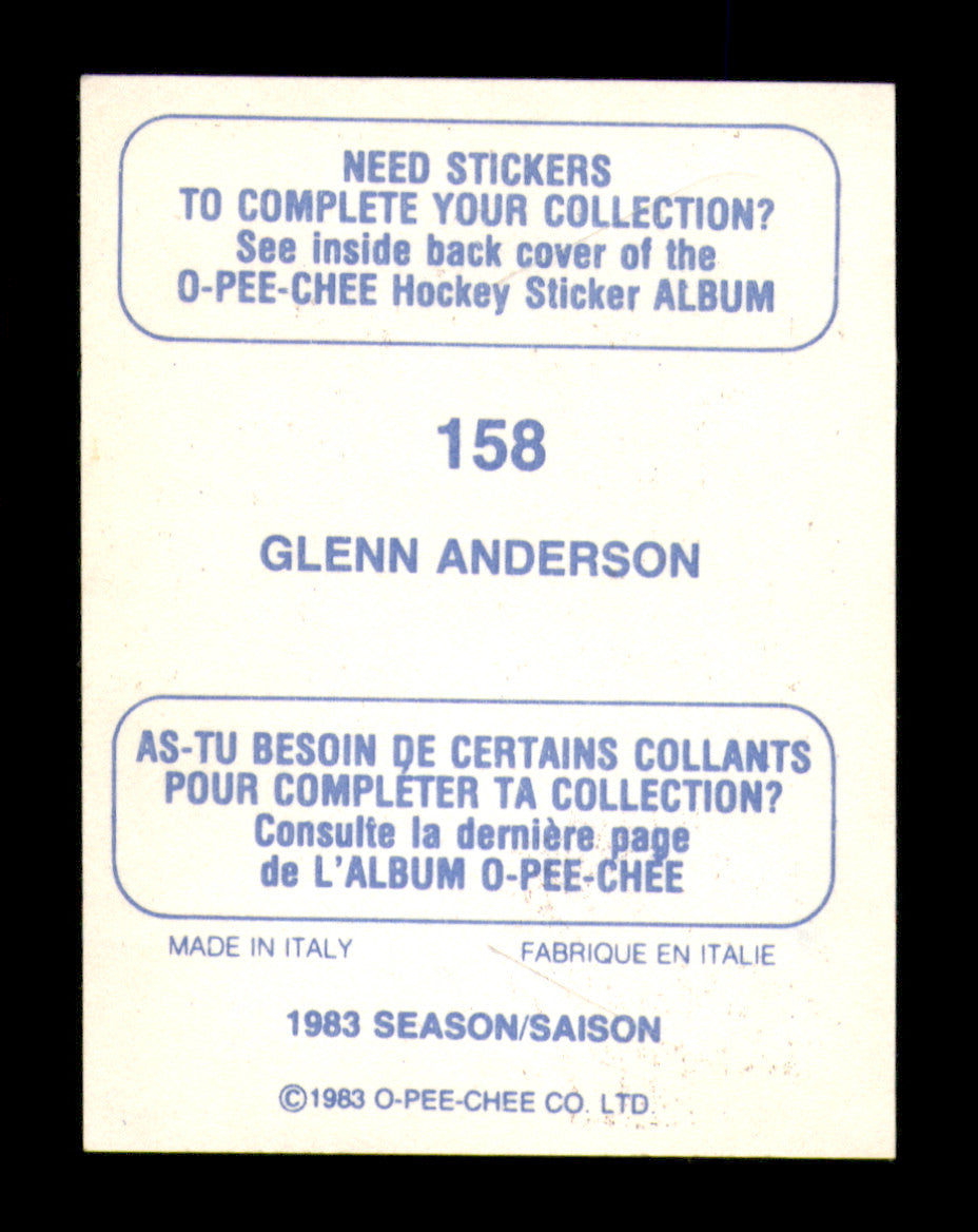 Glenn Anderson Autographed 1983-84 O-Pee-Chee Stickers Card #158 Edmonton Oilers SKU #251516