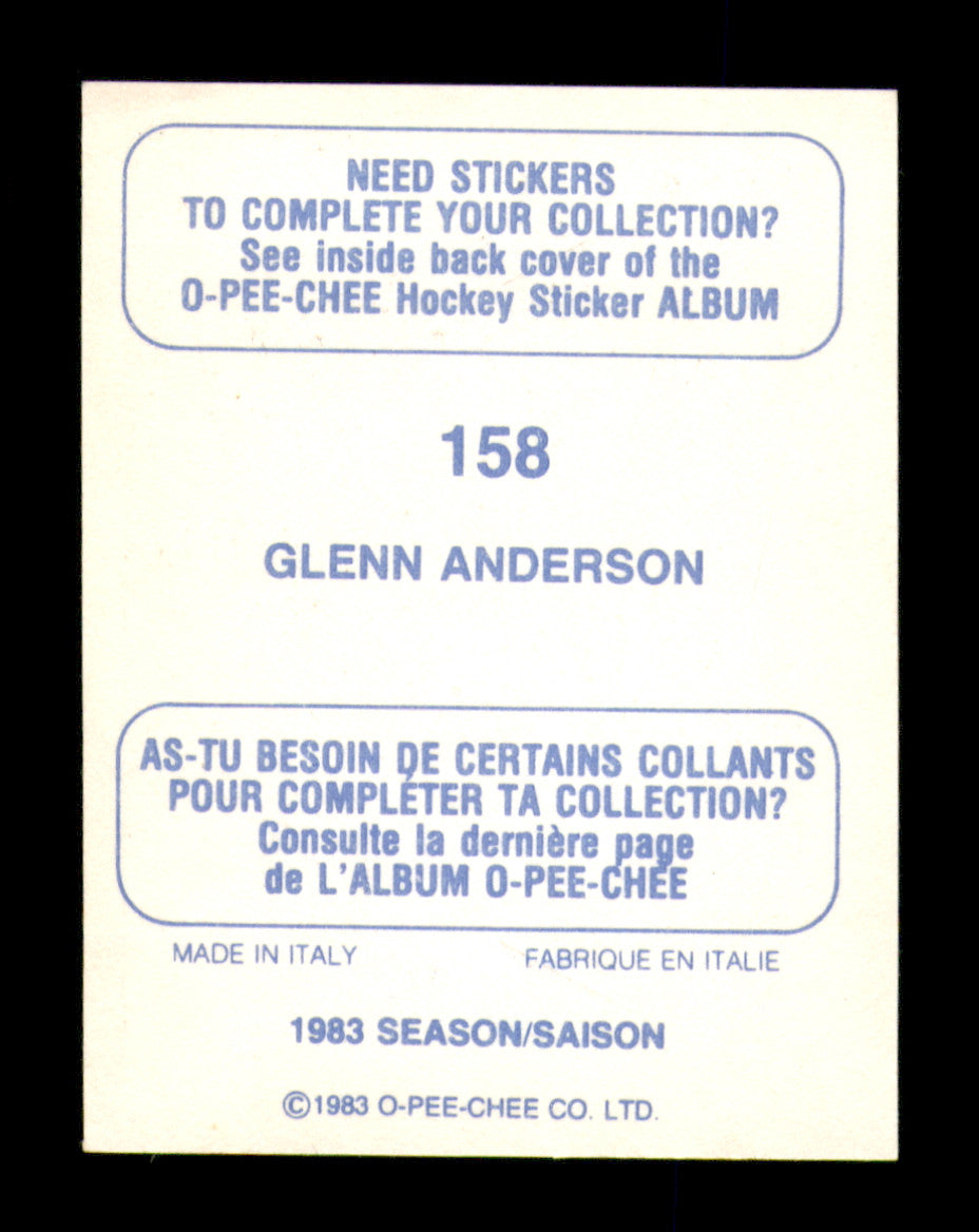 Glenn Anderson Autographed 1983-84 O-Pee-Chee Stickers Card #158 Edmonton Oilers SKU #251517