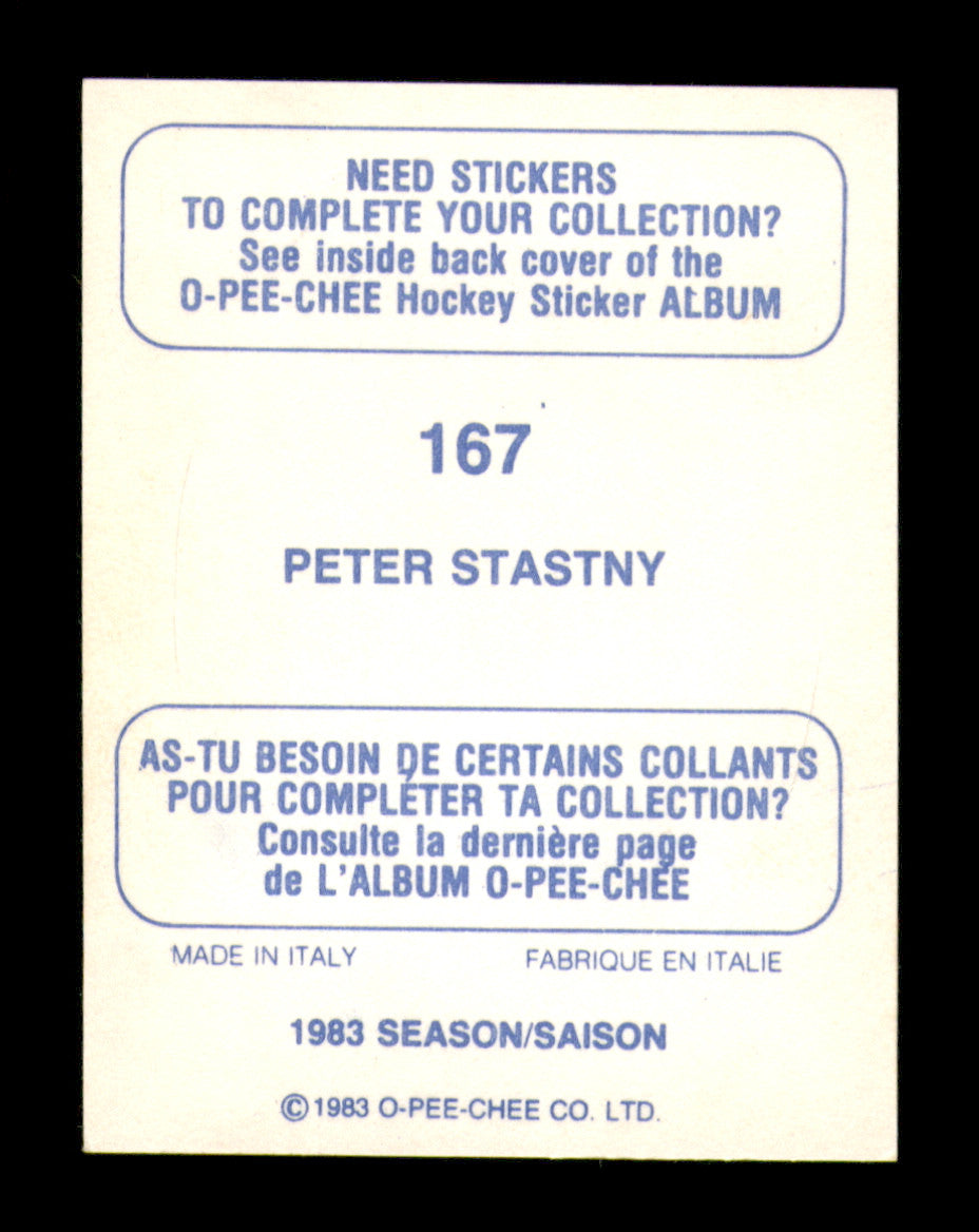 Peter Stastny Autographed 1983-84 O-Pee-Chee Stickers Card #167 Quebec Nordiques SKU #251522