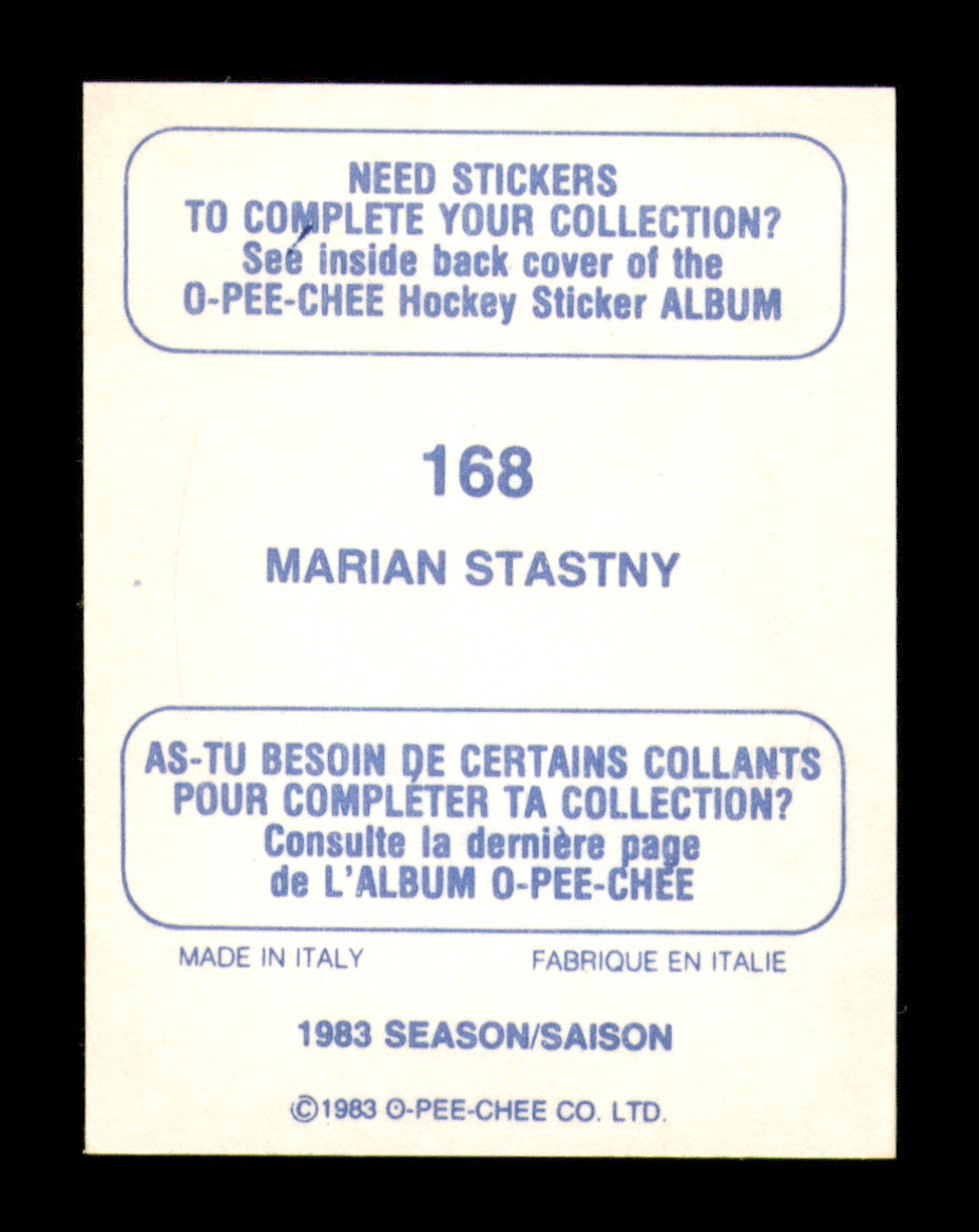 Marian Stastny Autographed 1983-84 O-Pee-Chee Stickers Card #168 Quebec Nordiques SKU #251523