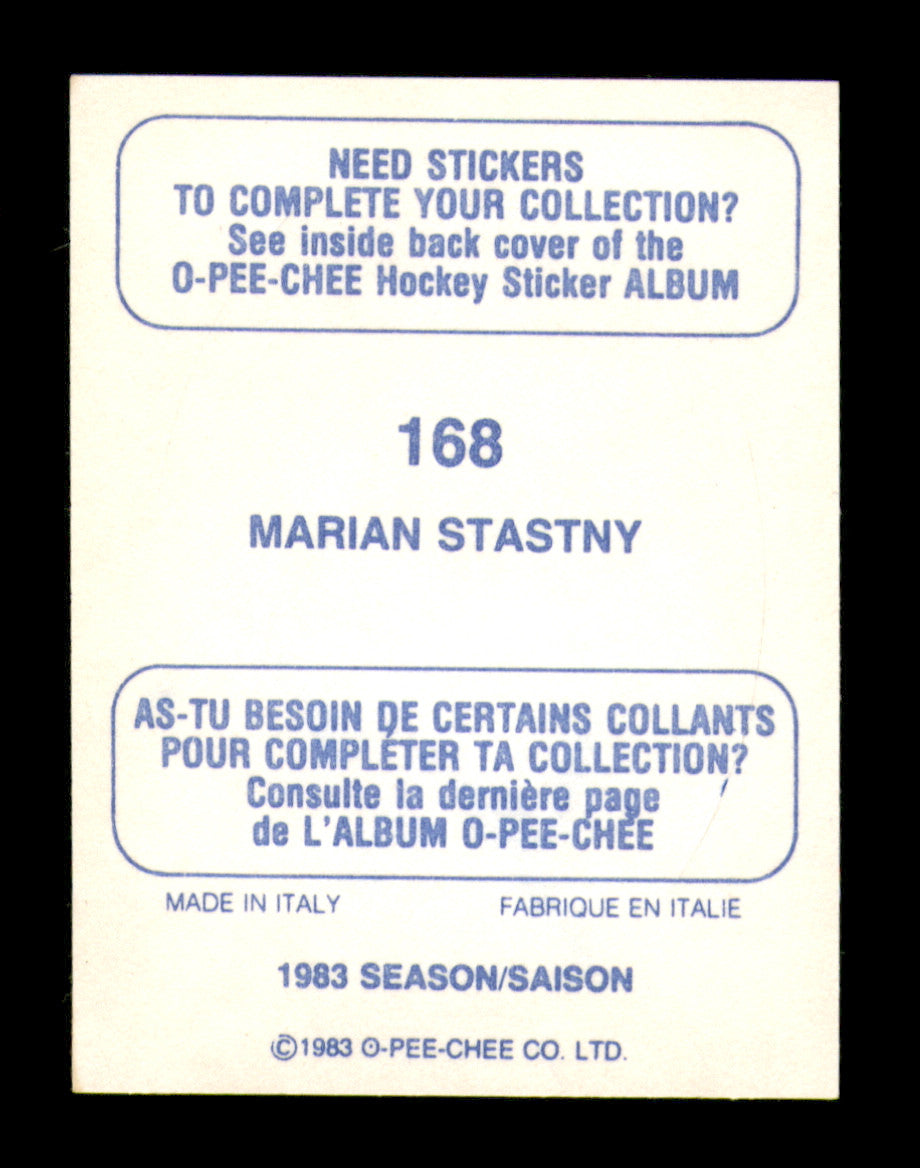 Marian Stastny Autographed 1983-84 O-Pee-Chee Stickers Card #168 Quebec Nordiques SKU #251524