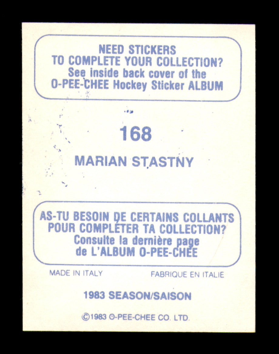 Marian Stastny Autographed 1983-84 O-Pee-Chee Stickers Card #168 Quebec Nordiques SKU #251525
