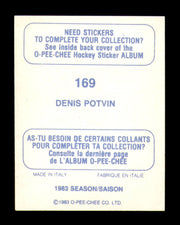 Denis Potvin Autographed 1983-84 O-Pee-Chee Stickers Card #169 New York Islanders SKU #251527