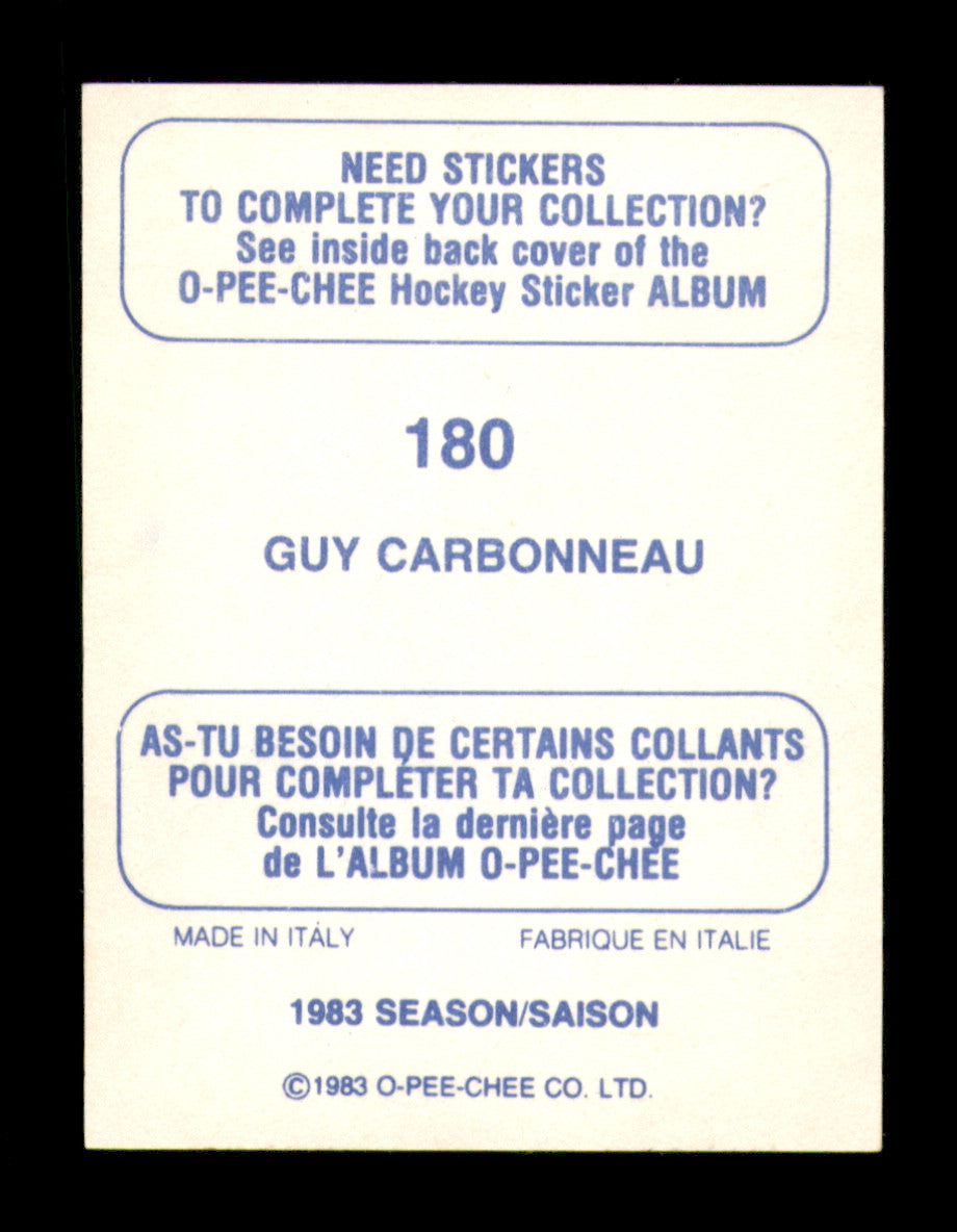 Guy Carbonneau Autographed 1983-84 O-Pee-Chee Stickers Card #180 Montreal Canadiens SKU #251534