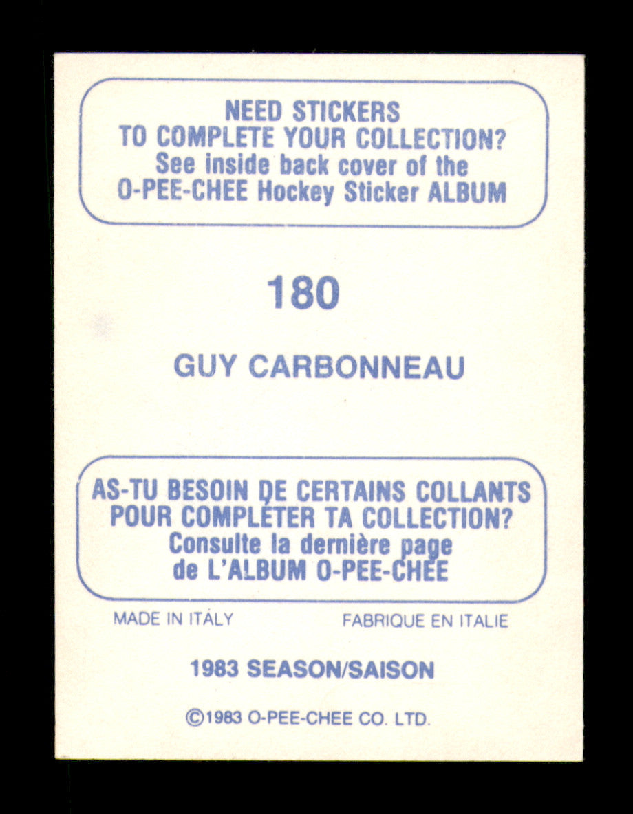 Guy Carbonneau Autographed 1983-84 O-Pee-Chee Stickers Card #180 Montreal Canadiens SKU #251535