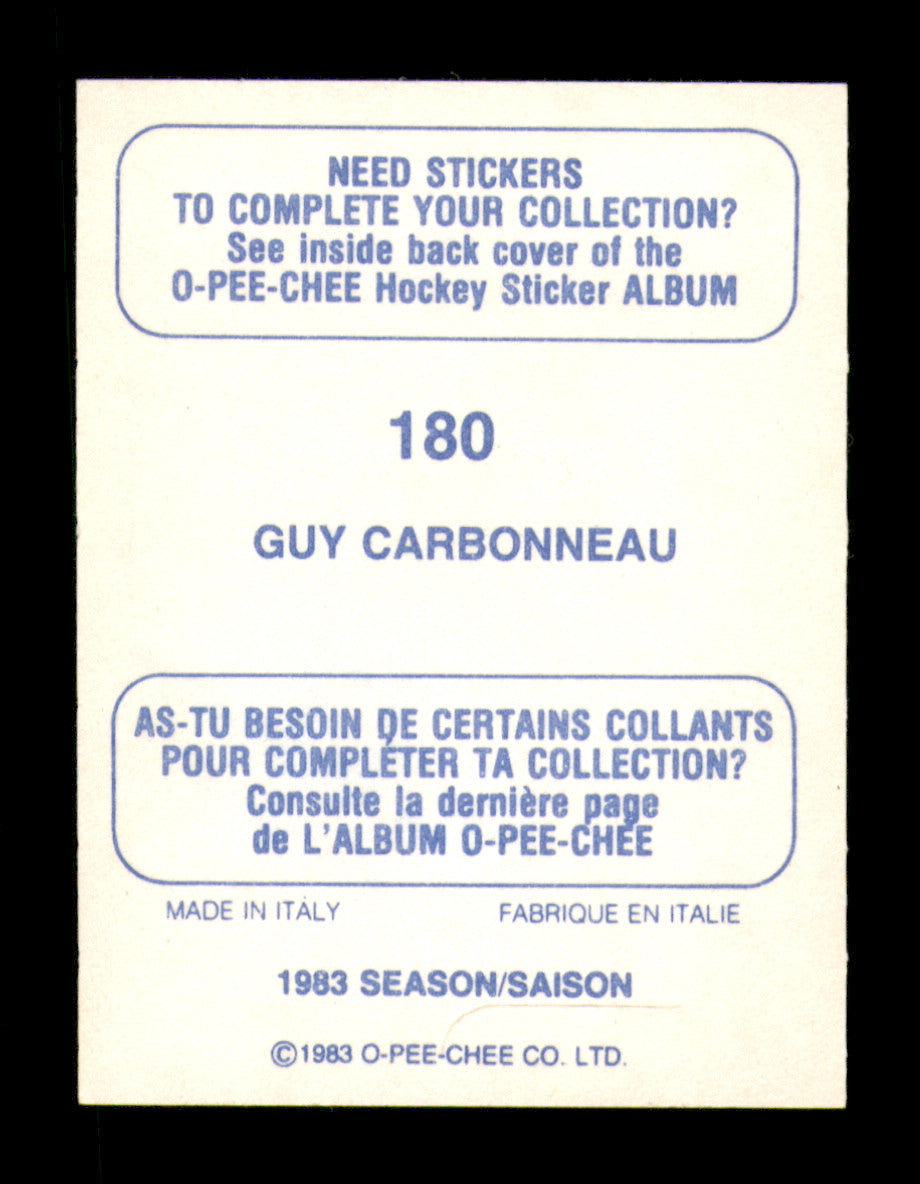 Guy Carbonneau Autographed 1983-84 O-Pee-Chee Stickers Card #180 Montreal Canadiens SKU #251536