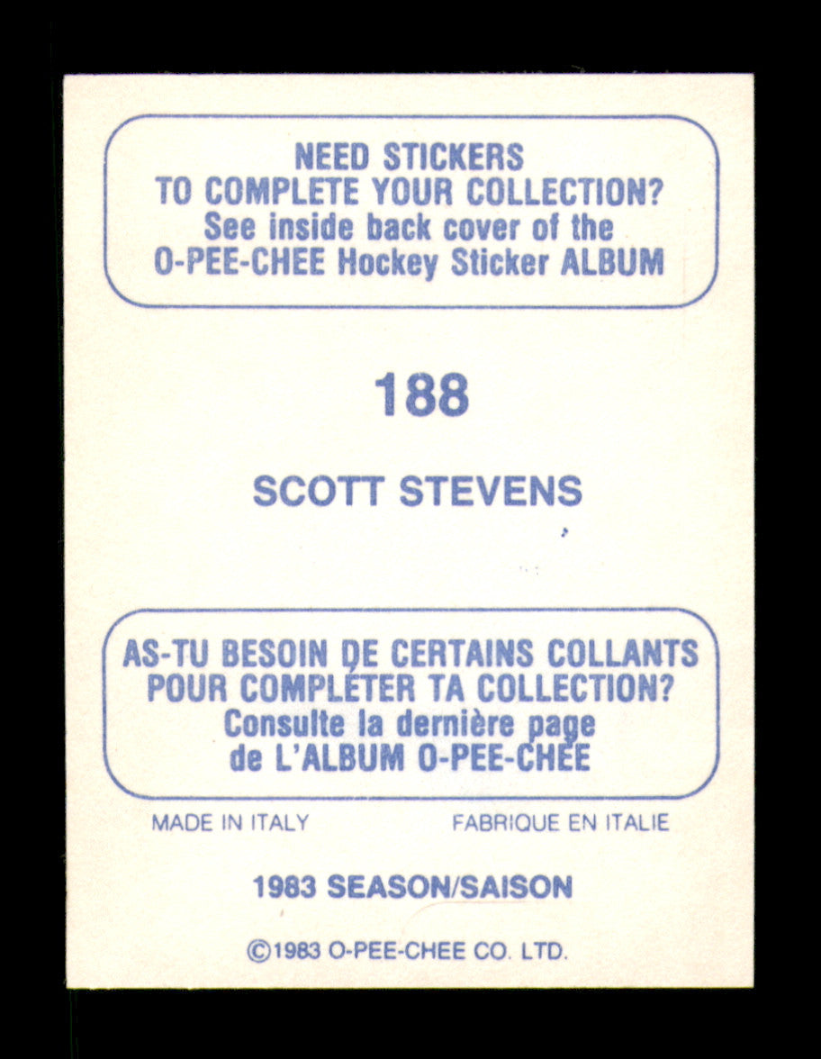Scott Stevens Autographed 1983-84 O-Pee-Chee Stickers Rookie Card #188 Washington Capitals SKU #251541