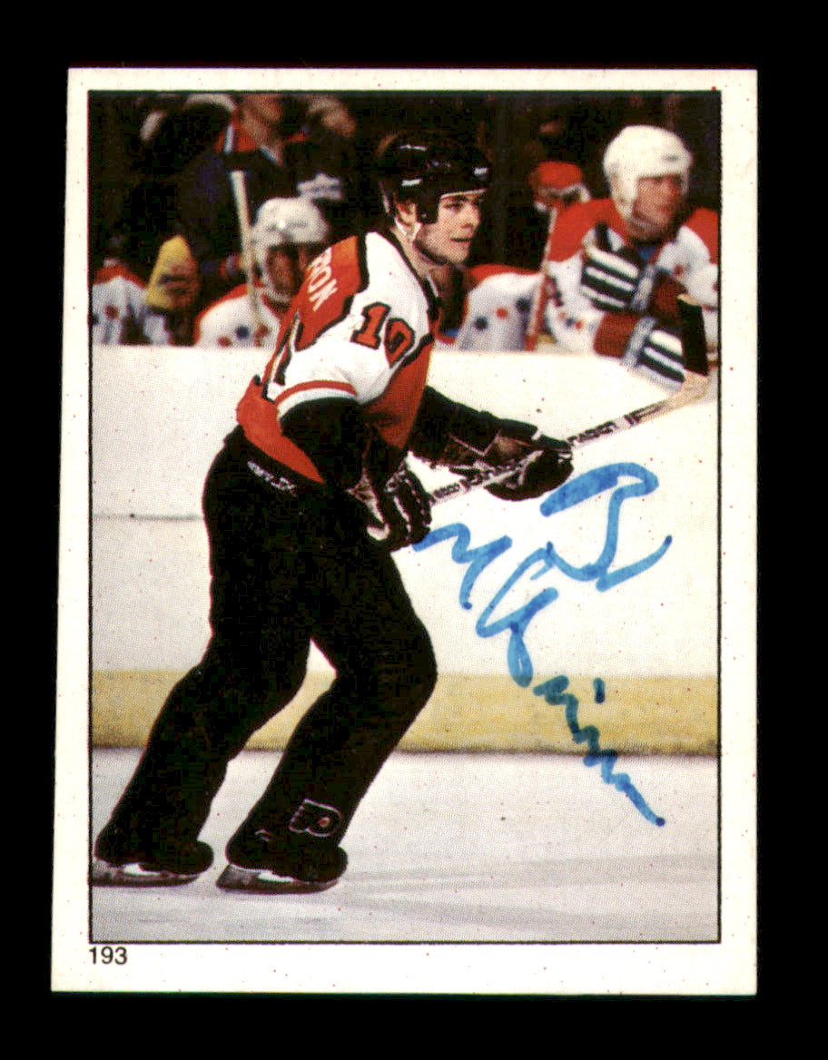 Brad McCrimmon Autographed 1983-84 Topps Stickers Card #193 Philadelphia Flyers SKU #251543