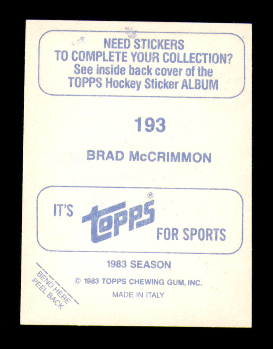 Brad McCrimmon Autographed 1983-84 Topps Stickers Card #193 Philadelphia Flyers SKU #251543