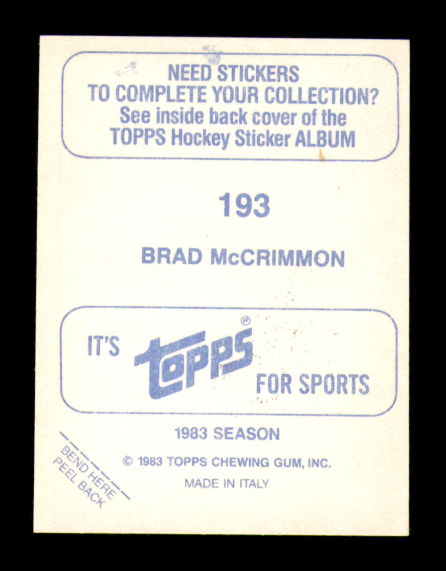 Brad McCrimmon Autographed 1983-84 Topps Stickers Card #193 Philadelphia Flyers SKU #251546