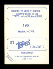Mark Howe Autographed 1983-84 Topps Stickers Card #196 Philadelphia Flyers SKU #251547
