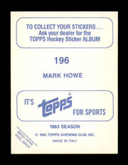 Mark Howe Autographed 1983-84 Topps Stickers Card #196 Philadelphia Flyers SKU #251548