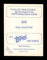 Ken Houston Autographed 1983-84 Topps Stickers Card #200 Washington Capitals SKU #251549