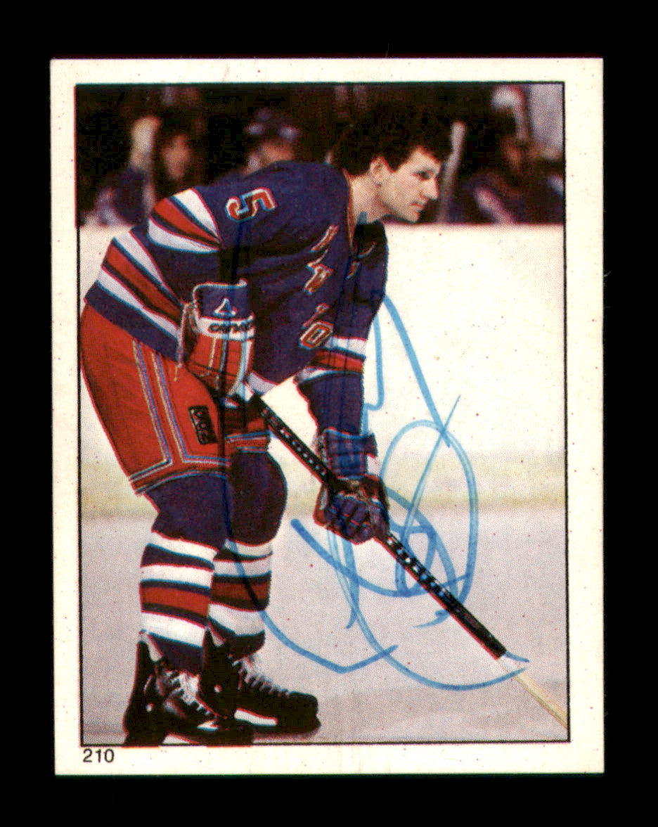 Barry Beck Autographed 1983-84 Topps Stickers Card #210 New York Rangers SKU #251550