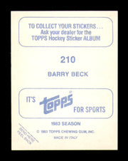 Barry Beck Autographed 1983-84 Topps Stickers Card #210 New York Rangers SKU #251550