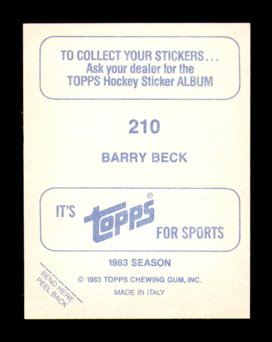 Barry Beck Autographed 1983-84 Topps Stickers Card #210 New York Rangers SKU #251550