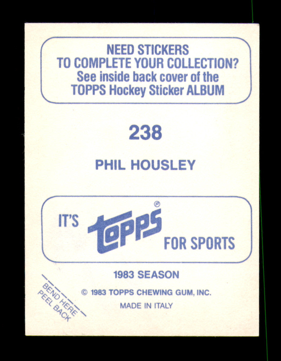 Phil Housley Autographed 1983-84 Topps Stickers Rookie Card #238 Buffalo Sabres SKU #251556