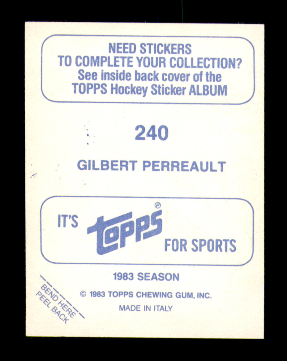 Gil Gilbert Perreault Autographed 1983-84 Topps Stickers Card #240 Buffalo Sabres SKU #251558