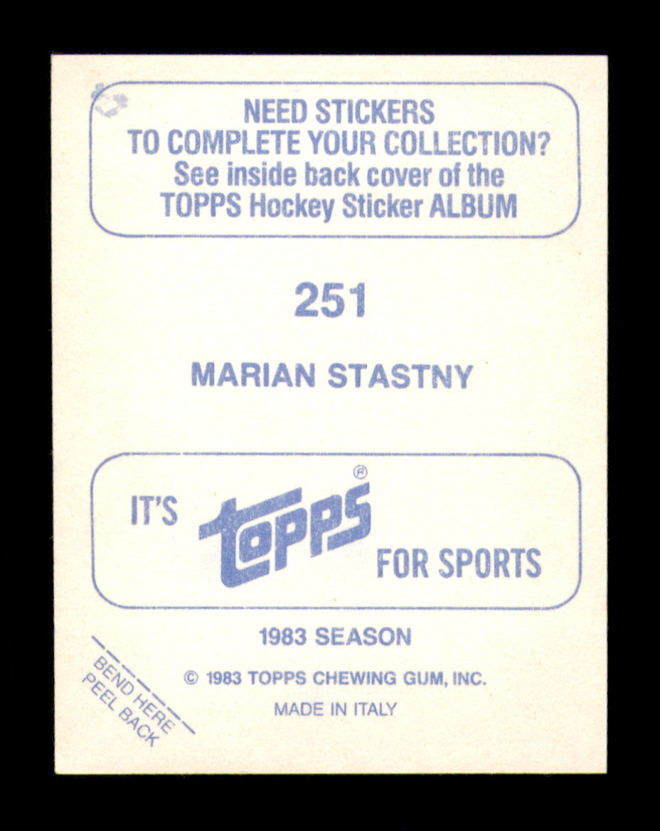 Marian Stastny Autographed 1983-84 Topps Stickers Card #251 Quebec Nordiques SKU #251560