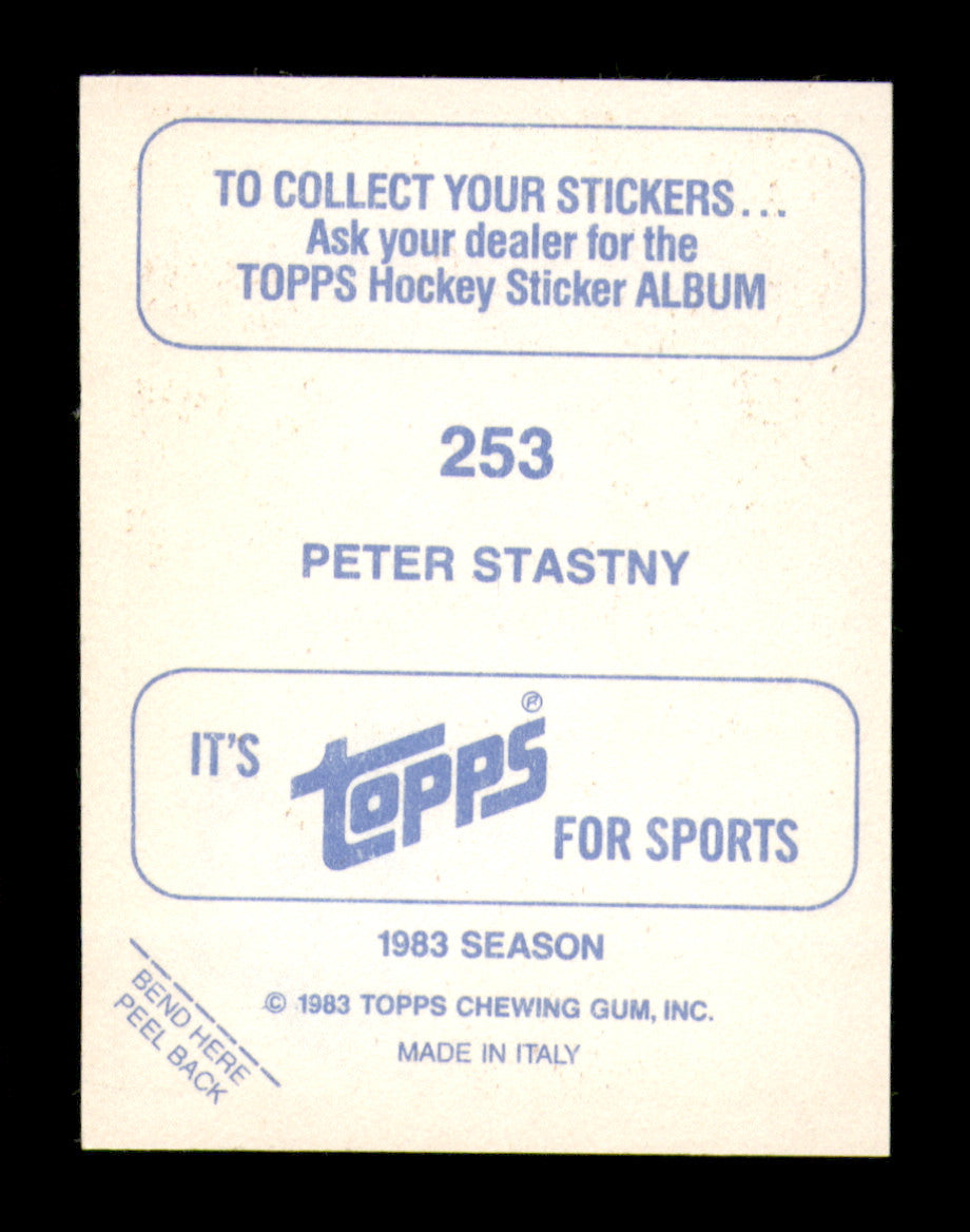 Peter Stastny Autographed 1983-84 Topps Stickers Card #253 Quebec Nordiques SKU #251563