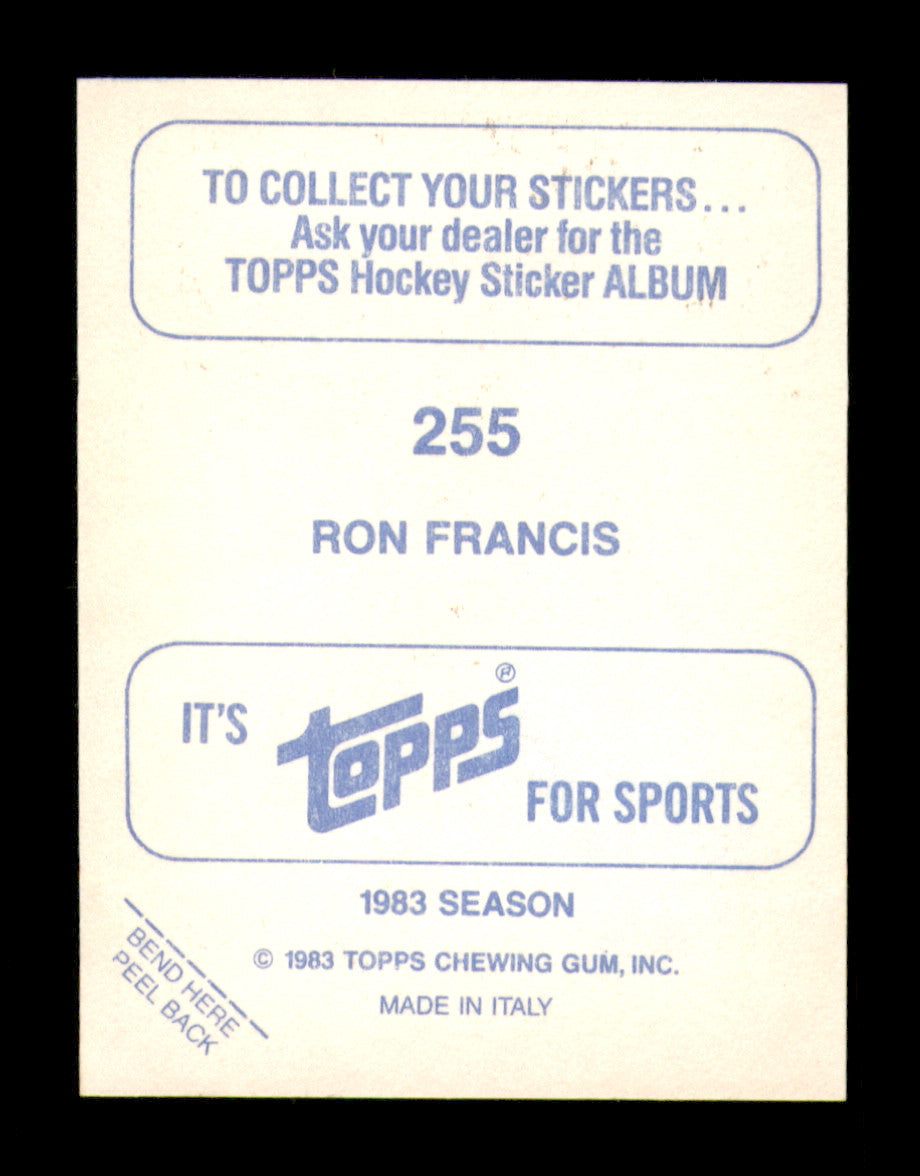 Ron Francis Autographed 1983-84 Topps Stickers Card #255 Hartford Whalers SKU #251565