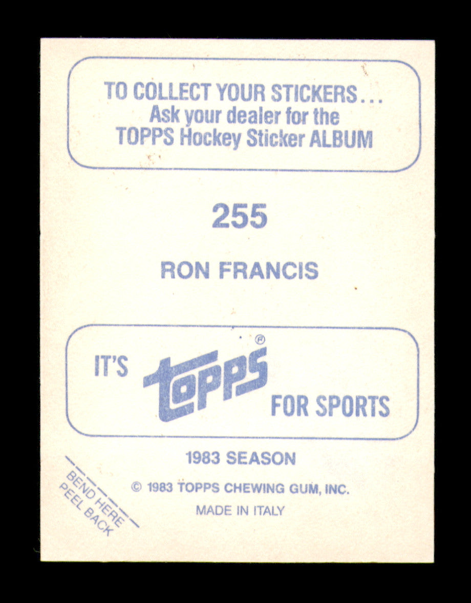 Ron Francis Autographed 1983-84 Topps Stickers Card #255 Hartford Whalers SKU #251566