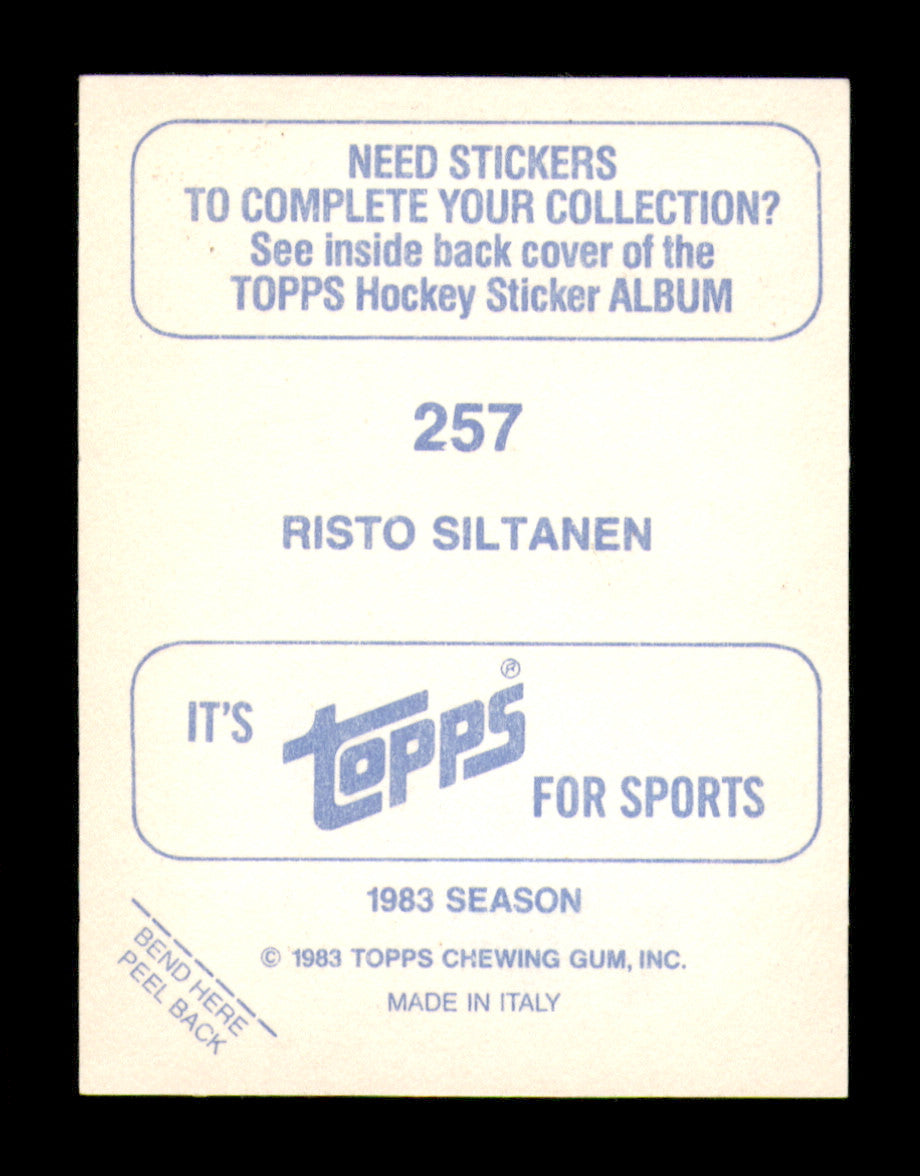 Risto Siltanen Autographed 1983-84 Topps Stickers Card #257 Hartford Whalers SKU #251567