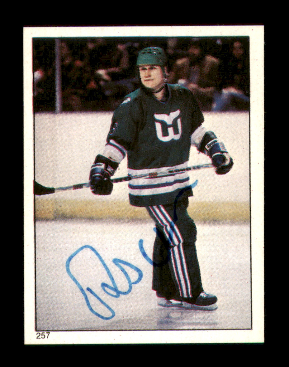Risto Siltanen Autographed 1983-84 Topps Stickers Card #257 Hartford Whalers SKU #251568