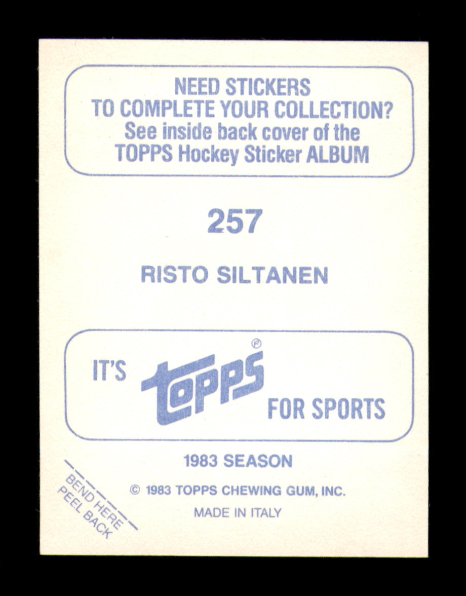 Risto Siltanen Autographed 1983-84 Topps Stickers Card #257 Hartford Whalers SKU #251568