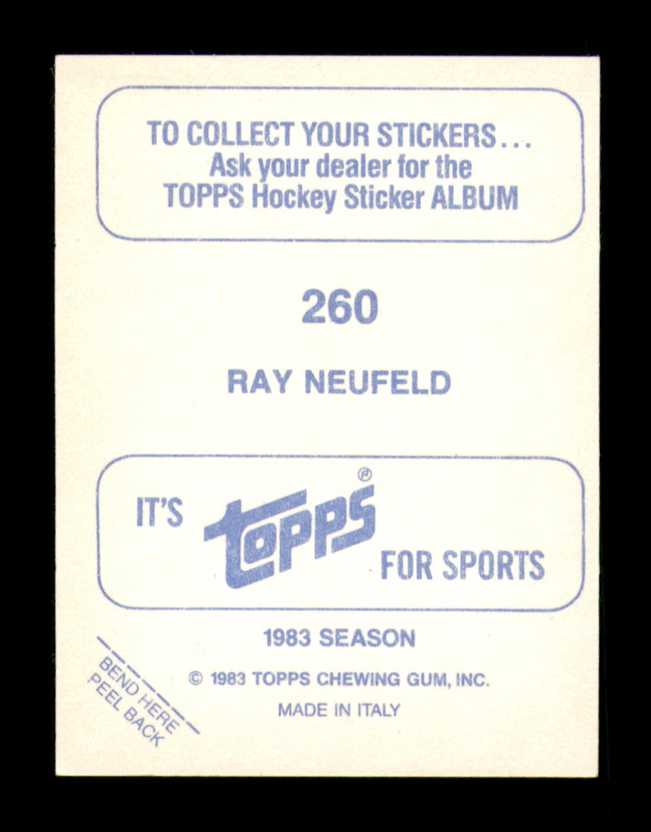 Ray Neufeld Autographed 1983-84 Topps Stickers Rookie Card #260 Hartford Whalers SKU #251570