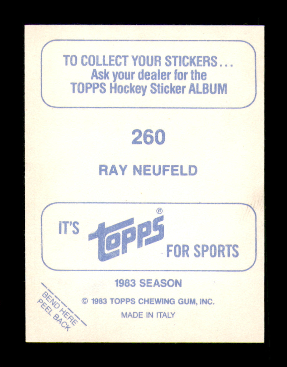 Ray Neufeld Autographed 1983-84 Topps Stickers Rookie Card #260 Hartford Whalers SKU #251571