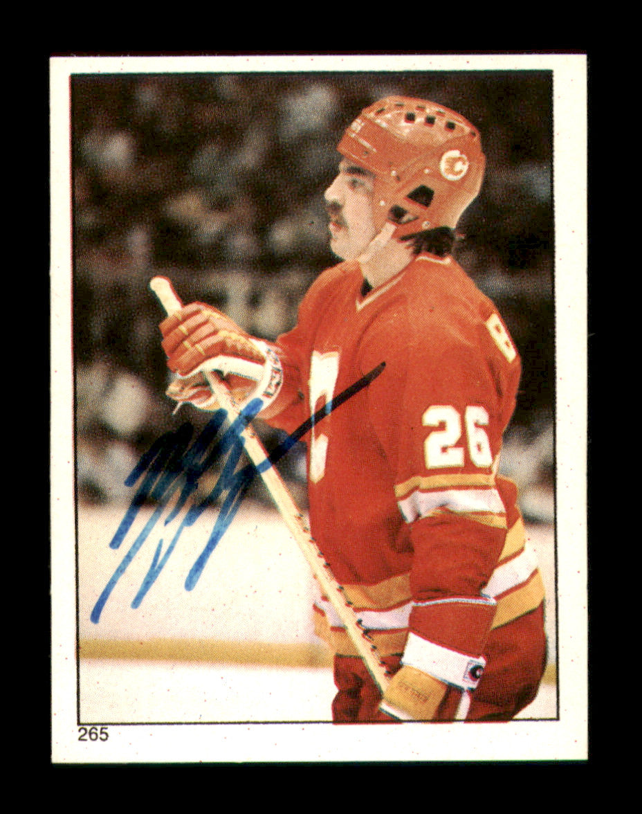 Mel Bridgman Autographed 1983-84 Topps Stickers Card #265 Calgary Flames SKU #251574