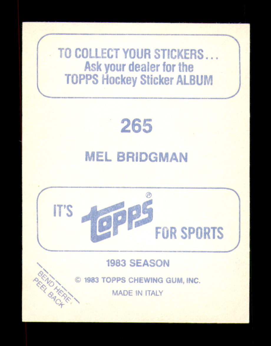 Mel Bridgman Autographed 1983-84 Topps Stickers Card #265 Calgary Flames SKU #251574