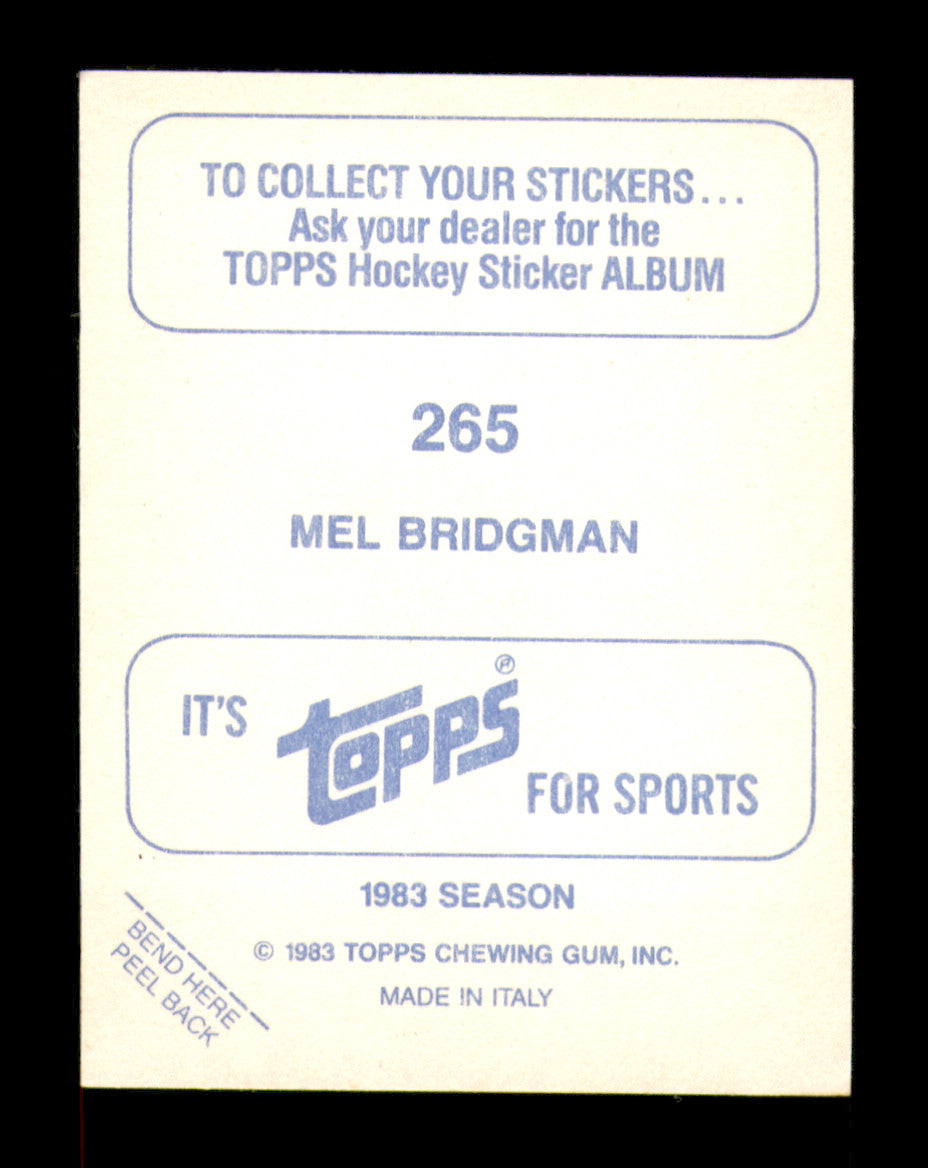Mel Bridgman Autographed 1983-84 Topps Stickers Card #265 Calgary Flames SKU #251575