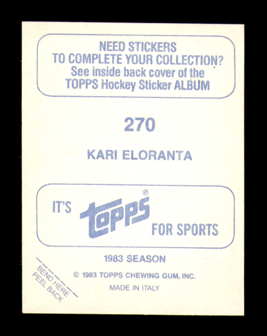 Kari Eloranta Autographed 1983-84 Topps Stickers Rookie Card #270 Calgary Flames SKU #251577