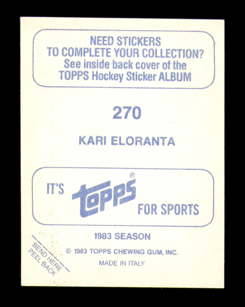Kari Eloranta Autographed 1983-84 Topps Stickers Rookie Card #270 Calgary Flames SKU #251578