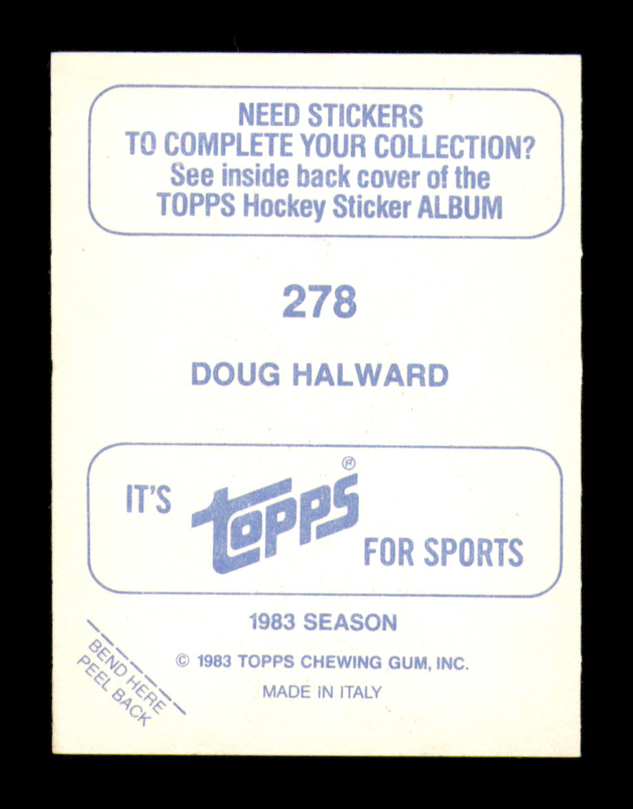 Doug Halward Autographed 1983-84 Topps Stickers Card #278 Vancouver Canucks SKU #251581