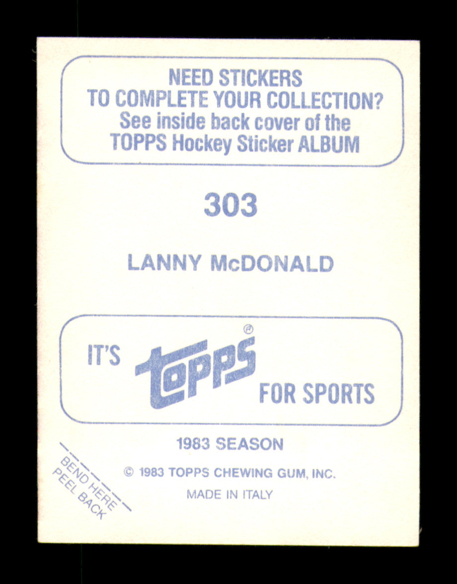 Lanny McDonald Autographed 1983-84 Topps Stickers Card #303 Calgary Flames SKU #251586