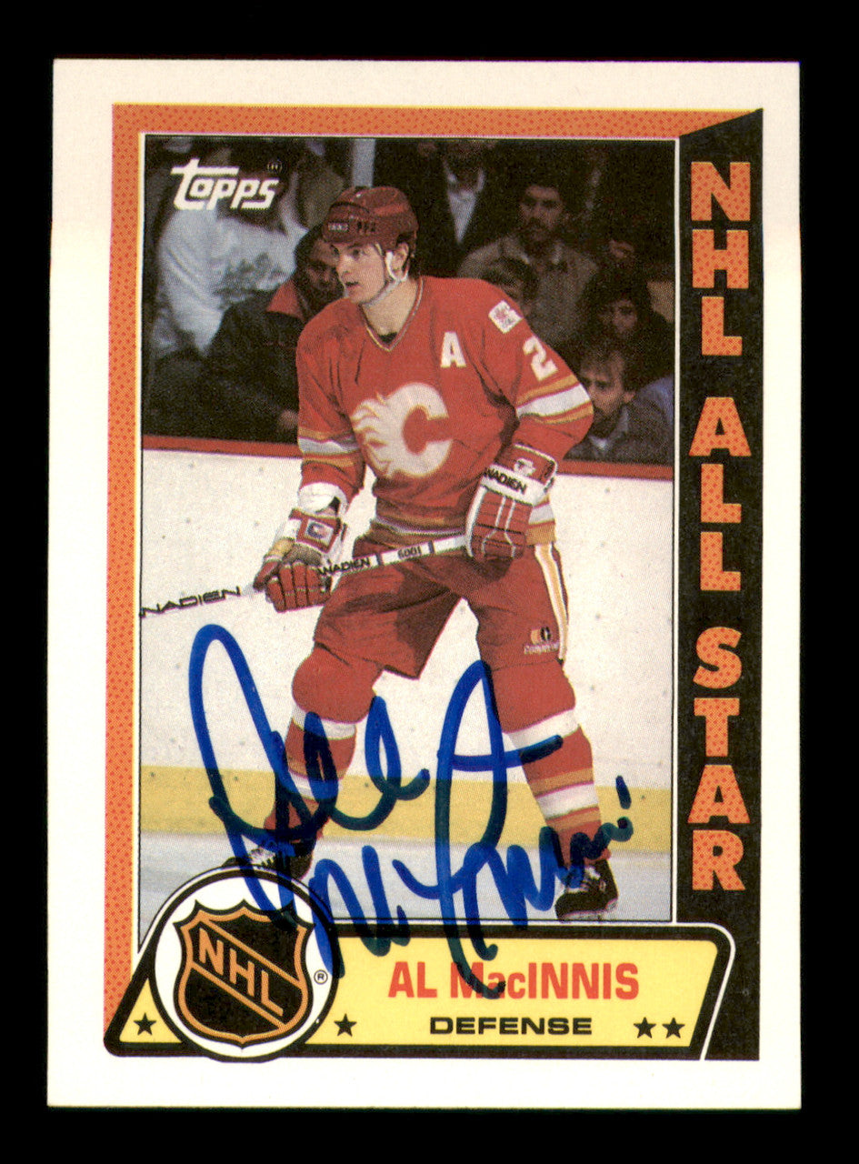 Al MacInnis Autographed 1989-90 Topps Stickers Card #4 Calgary Flames SKU #251588