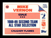 Mike Vernon Autographed 1989-90 Topps Stickers Card #12 Calgary Flames SKU #251589