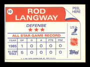 Rod Langway Autographed 1985-86 Topps Stickers Card #10 Washington Capitals SKU #251591