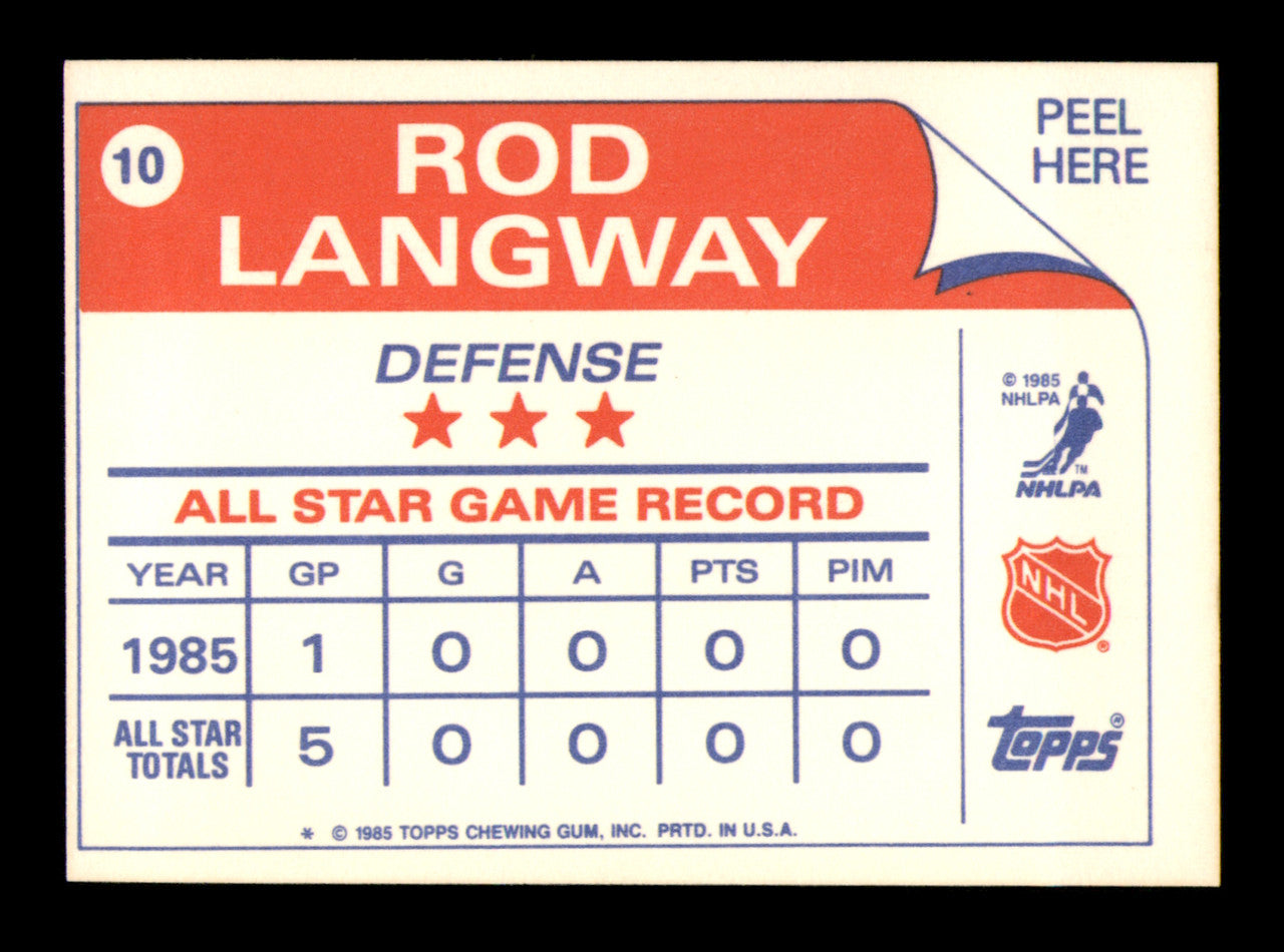 Rod Langway Autographed 1985-86 Topps Stickers Card #10 Washington Capitals SKU #251591