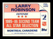Larry Robinson Autographed 1986-87 Topps Stickers Card #12 Montreal Canadiens SKU #251597