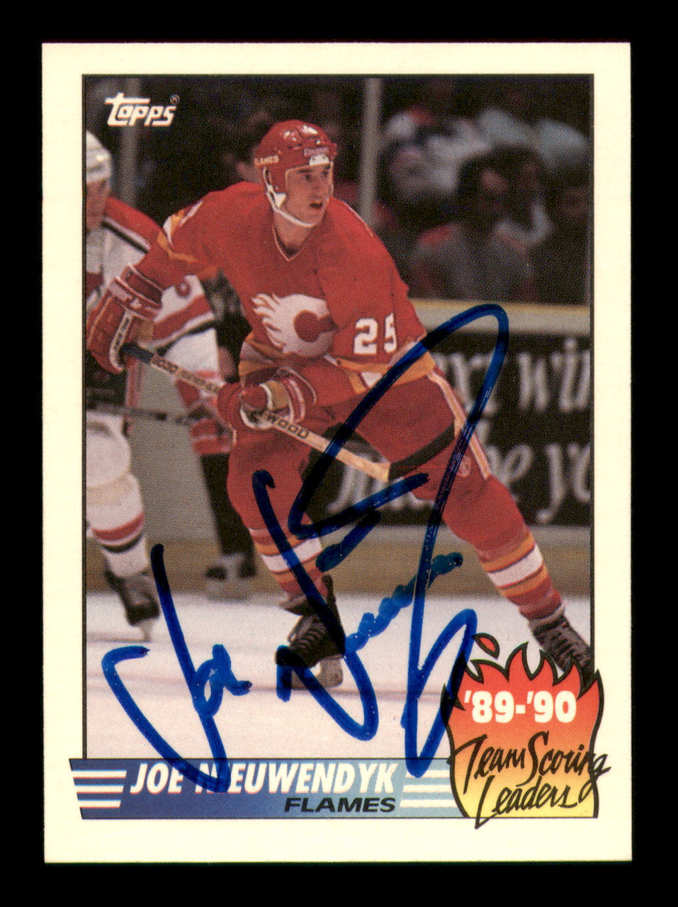 Joe Nieuwendyk Autographed 1990-91 Topps Scoring Leaders Card #8 Calgary Flames SKU #251598