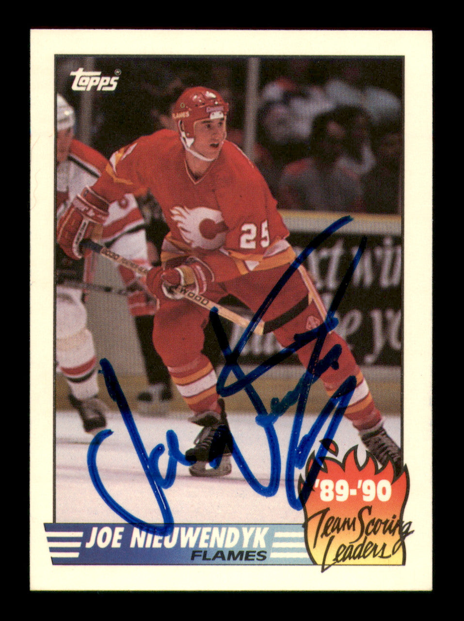Joe Nieuwendyk Autographed 1990-91 Topps Scoring Leaders Card #8 Calgary Flames SKU #251599