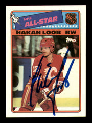 Hakan Loob Autographed 1988-89 Topps Stickers Card #3 Calgary Flames SKU #251601
