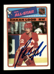 Hakan Loob Autographed 1988-89 Topps Stickers Card #3 Calgary Flames SKU #251602