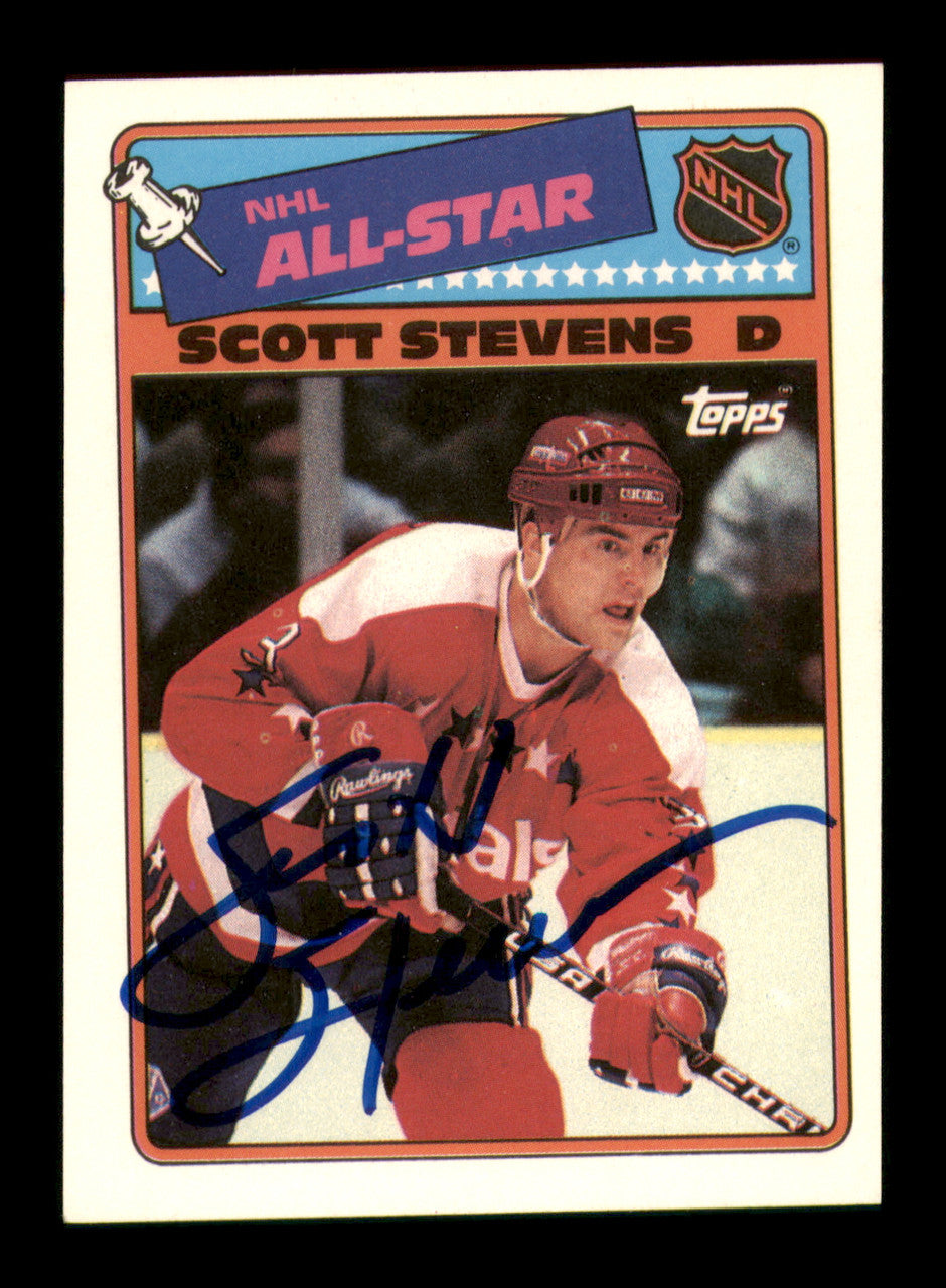 Scott Stevens Autographed 1988-89 Topps Stickers Card #4 Washington Capitals SKU #251606